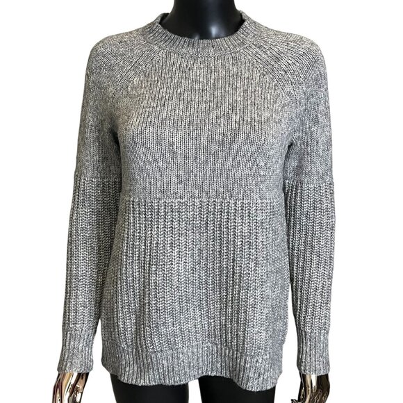 Banana Republic Italian Yarn Gray Ribbed Textured Crewneck Wool Blend Sweater XS - Picture 8 of 11